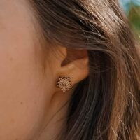 Orecchini a bottone in legno Edelweiss