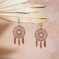 Boucles d'oreilles en bois Borêv inspirée des attrape rêves