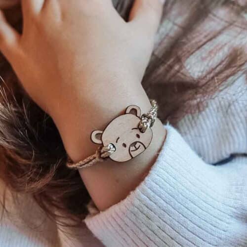Beary teddy bear children&#39;s wooden bracelet