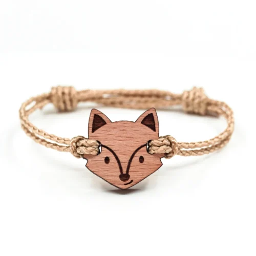 Bracelet en bois pour enfant renard