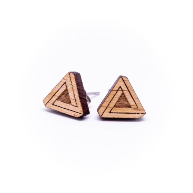 Penrosa Geometric Wood Stud Earrings