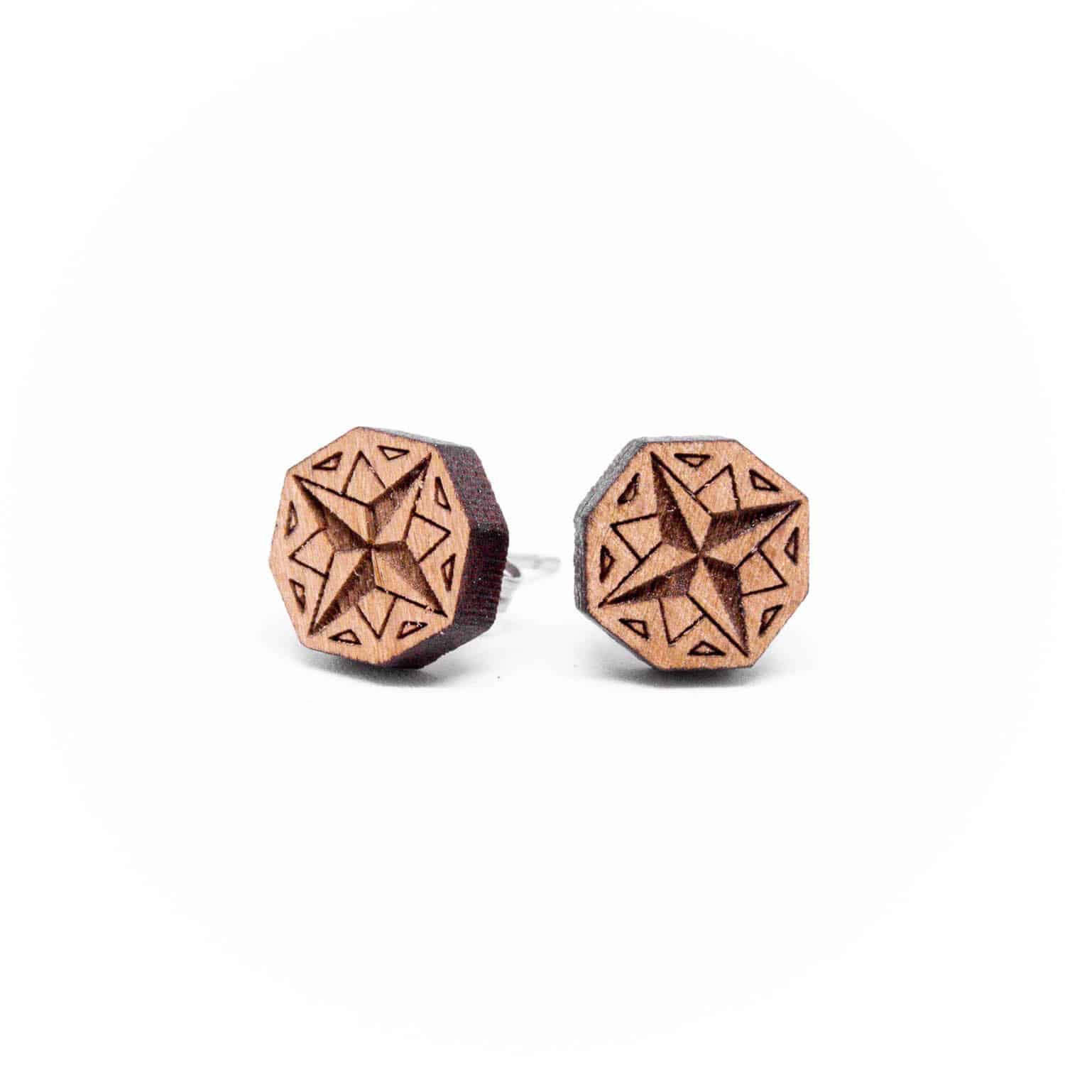 Nomad wooden ear studs for travelers