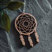 Wooden necklace - Borev - 3 Wooden dreamcatcher necklace