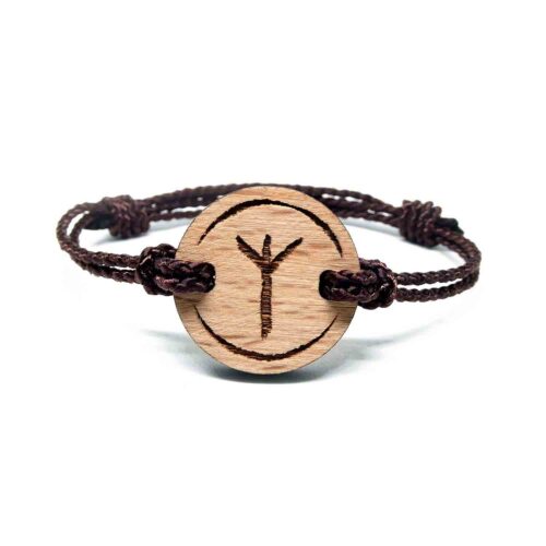 Algiz viking rune wooden bracelet