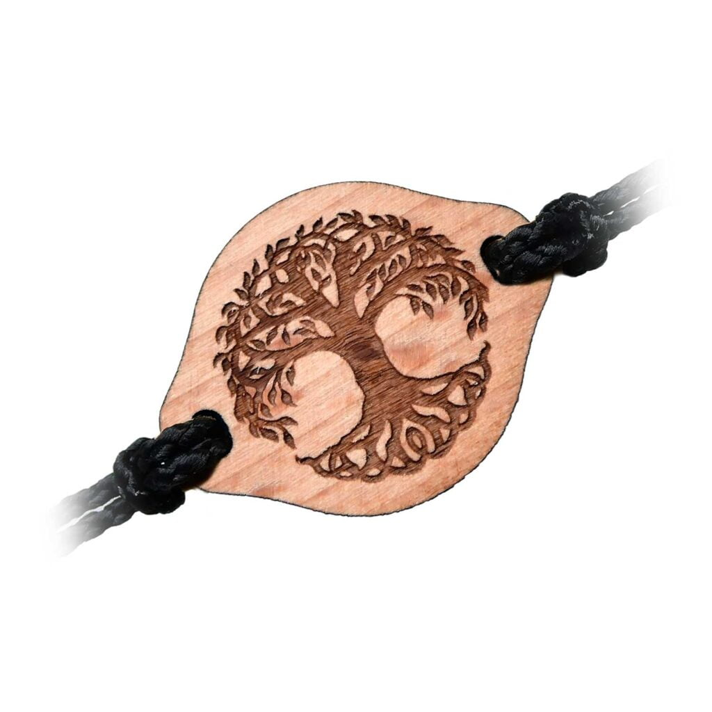 Lot De 4 Bracelets Perles Bois Pendentif Arbre De Vie - Style Bohème, Neufs