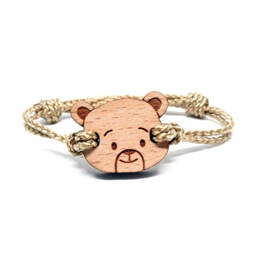 Bracelet en bois pour enfant ourson