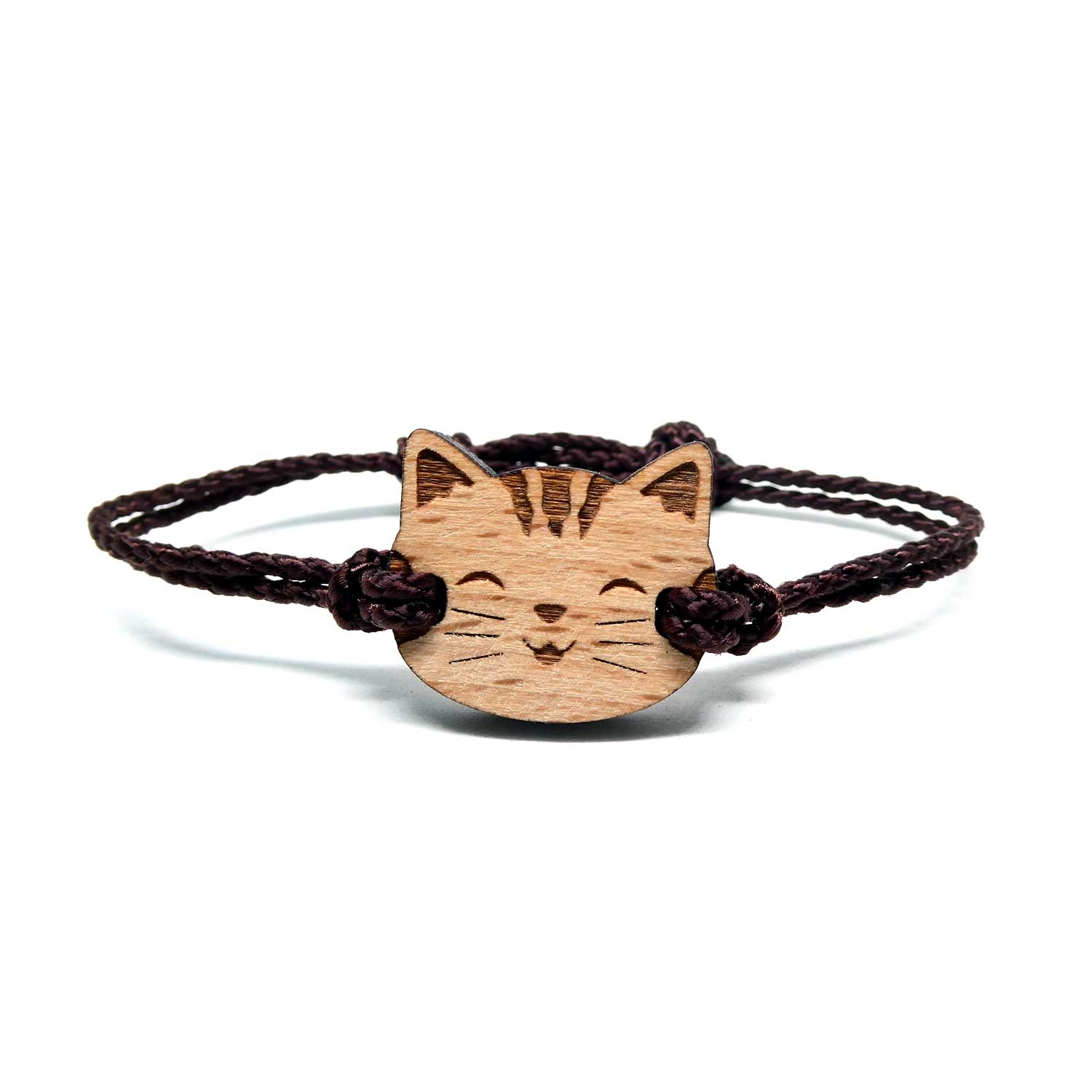 Bracelet en bois pour enfant chat