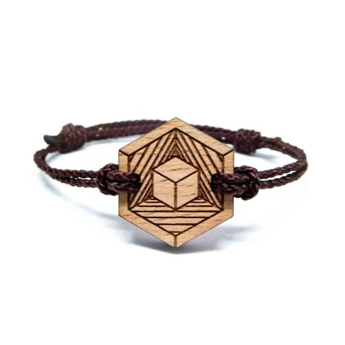 Geometric cube wooden bracelet
