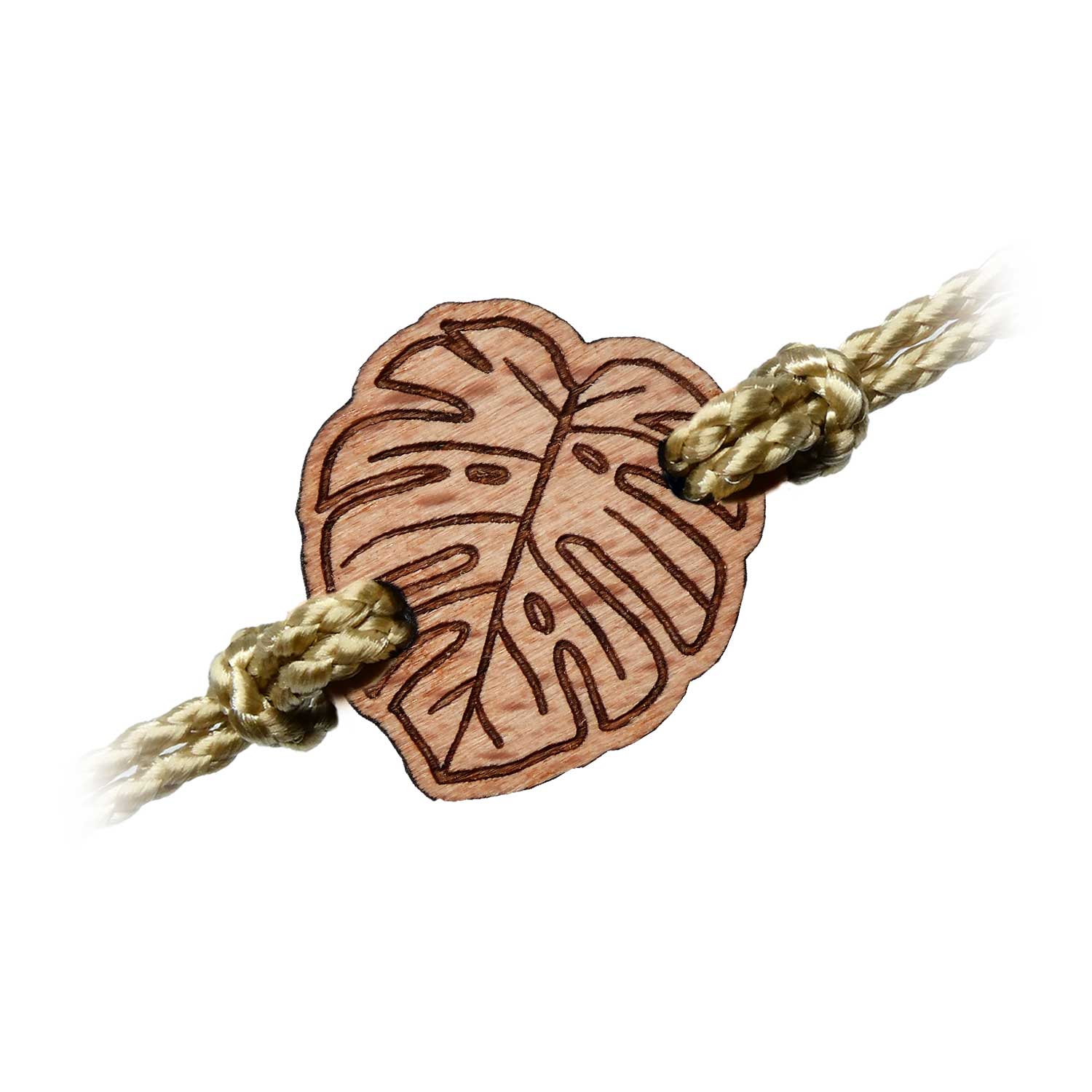 Tropical leaf wooden bracelet