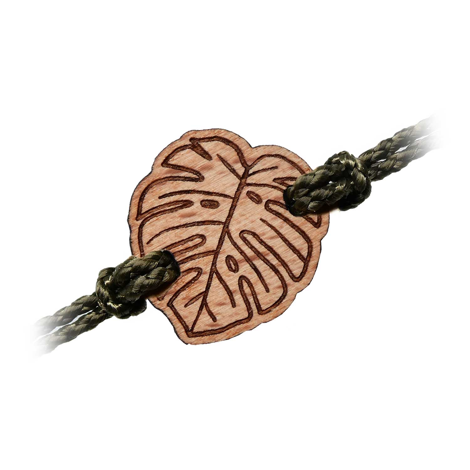 Bracelet en bois feuille tropicale