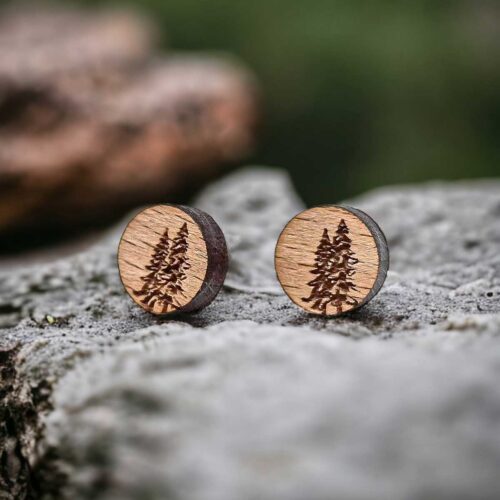 Fir wood stud earrings
