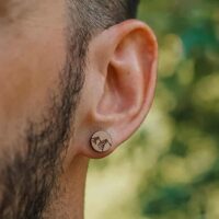 Clou d'oreille en bois Pic au motif de montagne
