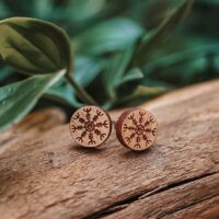 Awe Viking Helm Wooden Earrings