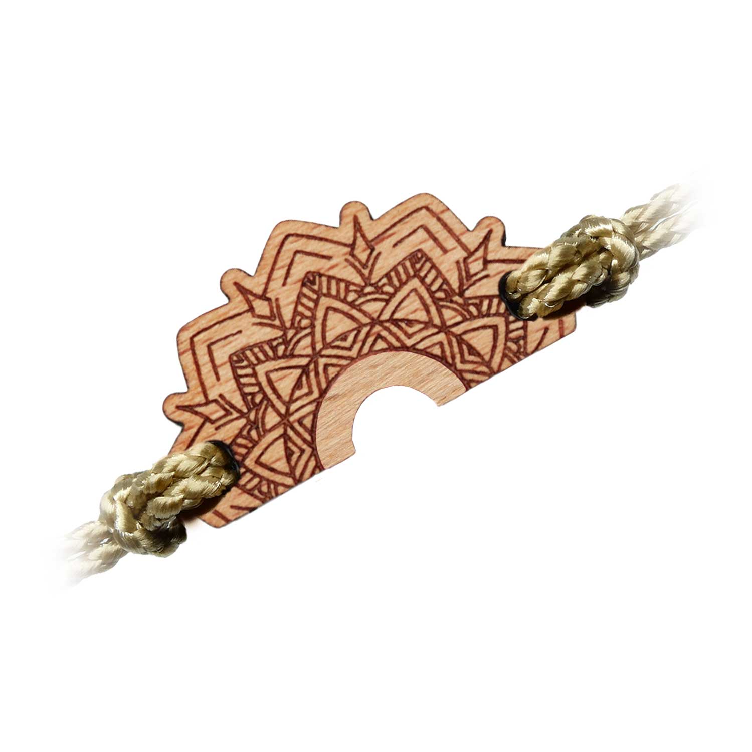 Wooden bracelet inspired by mandalas