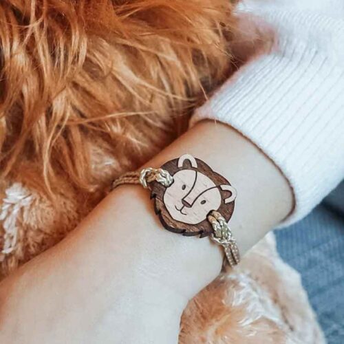 Lion wooden bracelet for children