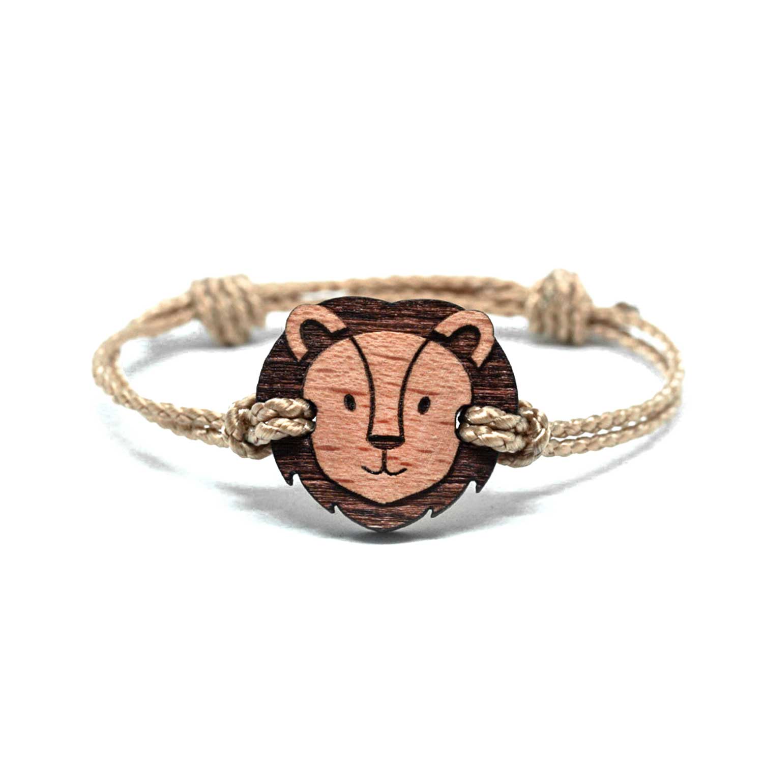 Bracelet en bois lion pour enfant