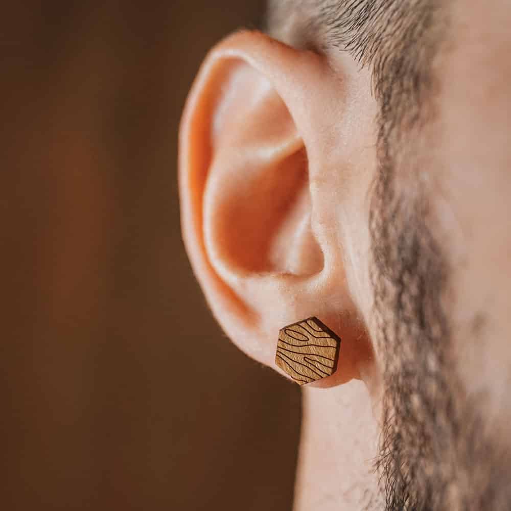 Swiss wood stud earrings Wood