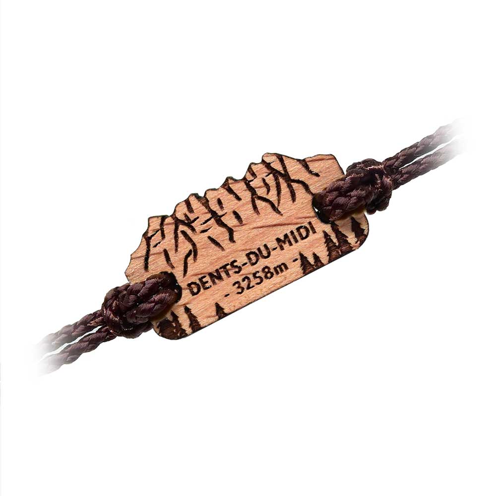 Bracelet en bois sommets suisse Dents-du-Midi brun