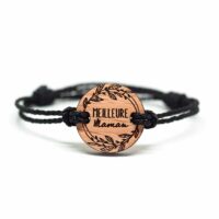 Bracelet en bois spécial fête des mères personnalisable rond