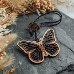 Wooden essential oil diffuser with butterfly design