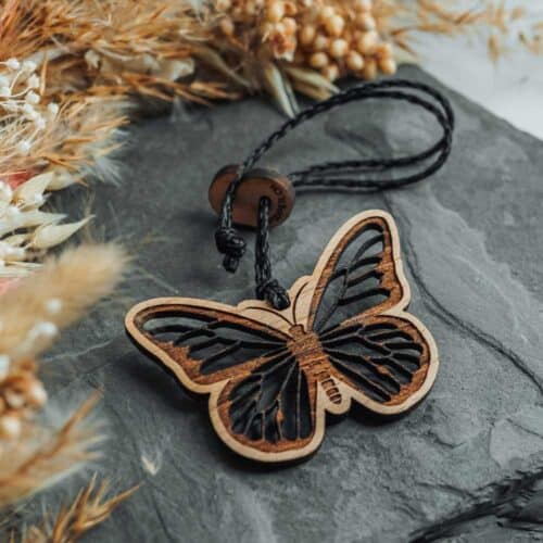 Wooden essential oil diffuser with butterfly design