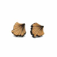 Orecchini a bottone in legno di ginkgo