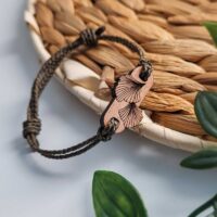 Wooden bracelet with Ginkgo leaf design
