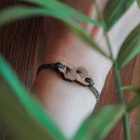 Wooden bracelet with Ginkgo leaf design
