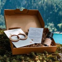 Wooden jewelry box with organic bergamot essential oil - Happy day