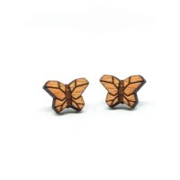 Swiss wooden ear studs in butterfly design
