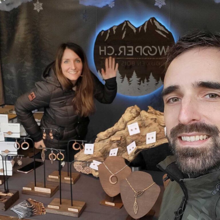 Damien and Laura from Wooper.ch at the Montreux Christmas market