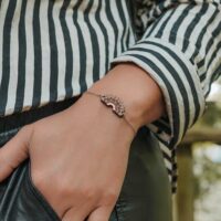 Bracelet en bois Mandalya en bois suisse et chainette acier inoxydable