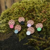 Orecchini a bottone in legno Orizon