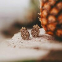 pineapple-shaped wooden stud earrings - 1200 Pineapple wooden stud earrings