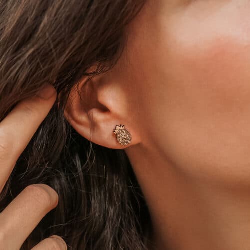 Pineapple wooden stud earrings