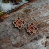 Primavera terracotta wooden earrings with a floral motif