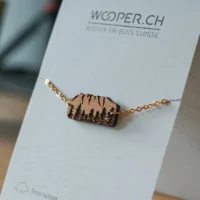 wooden bracelet-7peaks-1 Dents du Midi wooden bracelet with gold chain