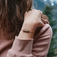 wooden bracelet-7peaks-3 Dents du Midi wooden bracelet with gold chain