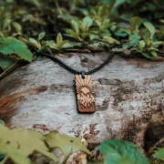 Sunny Wooden Necklace for Men - 4 Sunny Swiss wooden necklace for men, mountain landscape