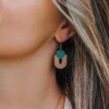 Turquoise blue Upsylon wood earrings