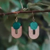 Turquoise blue Upsylon wood earrings