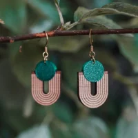 Turquoise blue Upsylon wood earrings