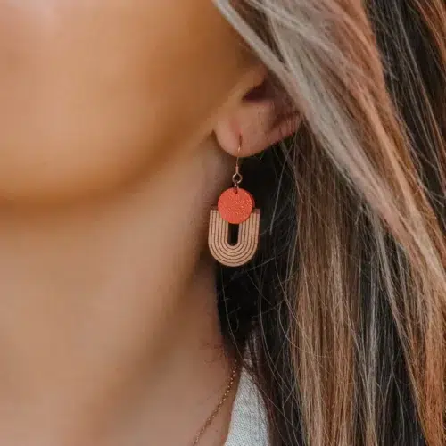 Boucles d'oreilles en bois Upsylon Terracotta