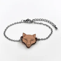 Bracciale volpe in legno - 5 Braccialetto di legno a forma di volpe