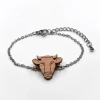 Wooden Cow Bracelet - 4 Wooden animal bracelet cow