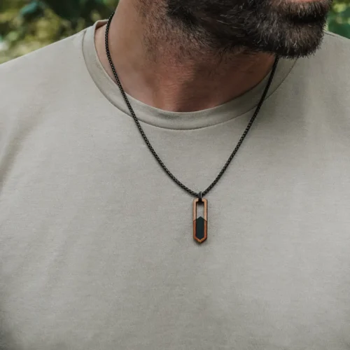 Recycled wood and plastic necklace for men Aesir black