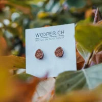Wooden pine cone stud earrings - 3 Swiss wooden stud earrings with a pine cone design