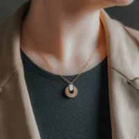 Collier en bois Upsylon, design moderne et épuré inspiré de la période Art Déco