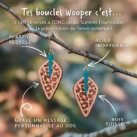 Orecchini in legno svizzero selvaggio, ispirati alla stampa leopardata