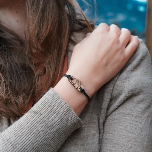 Swiss wooden bracelet inspired by the Grand Chavalard mountain